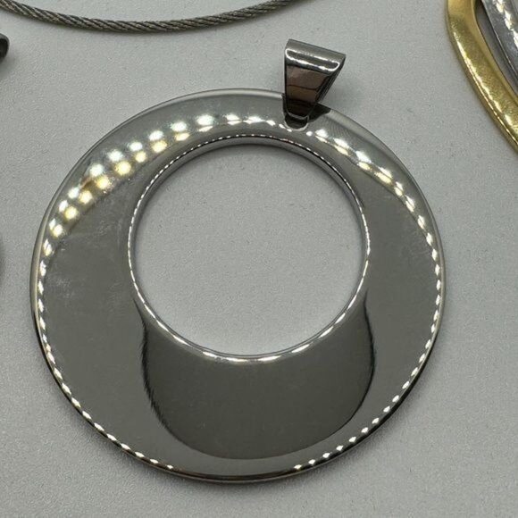 Milor Italy Steel by Design Set of 3 Pendants w Adjustable Necklace Heart Circle - Picture 5 of 8